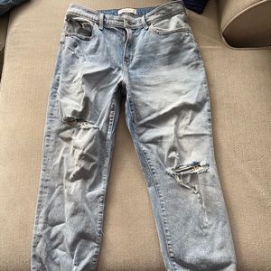 Abercrombie light wash destroyed boyfriend jeans